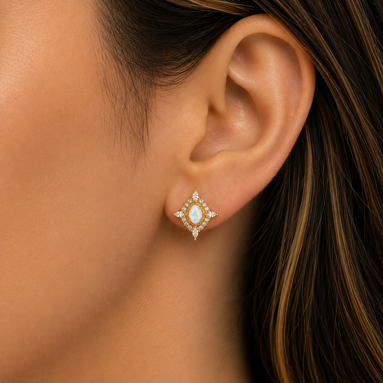 Mia Opal Earrings Sterling Silver