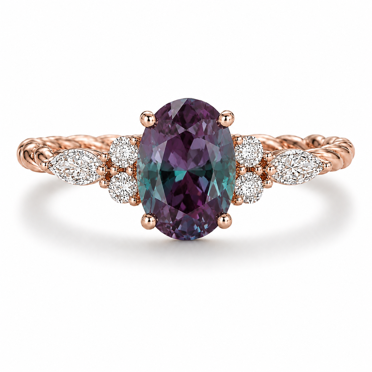 Fig Alexandrite Ring Rose Gold