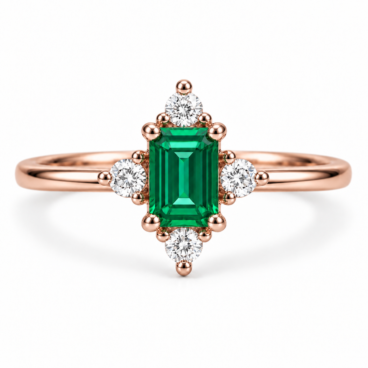 Sia Emerald Ring Rose Gold