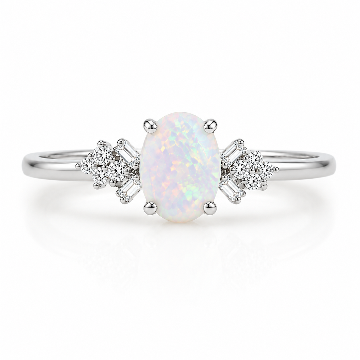 Kiv white fire opal ring in sterling silver