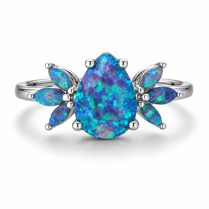 Ivy Teal Fire Opal Ring