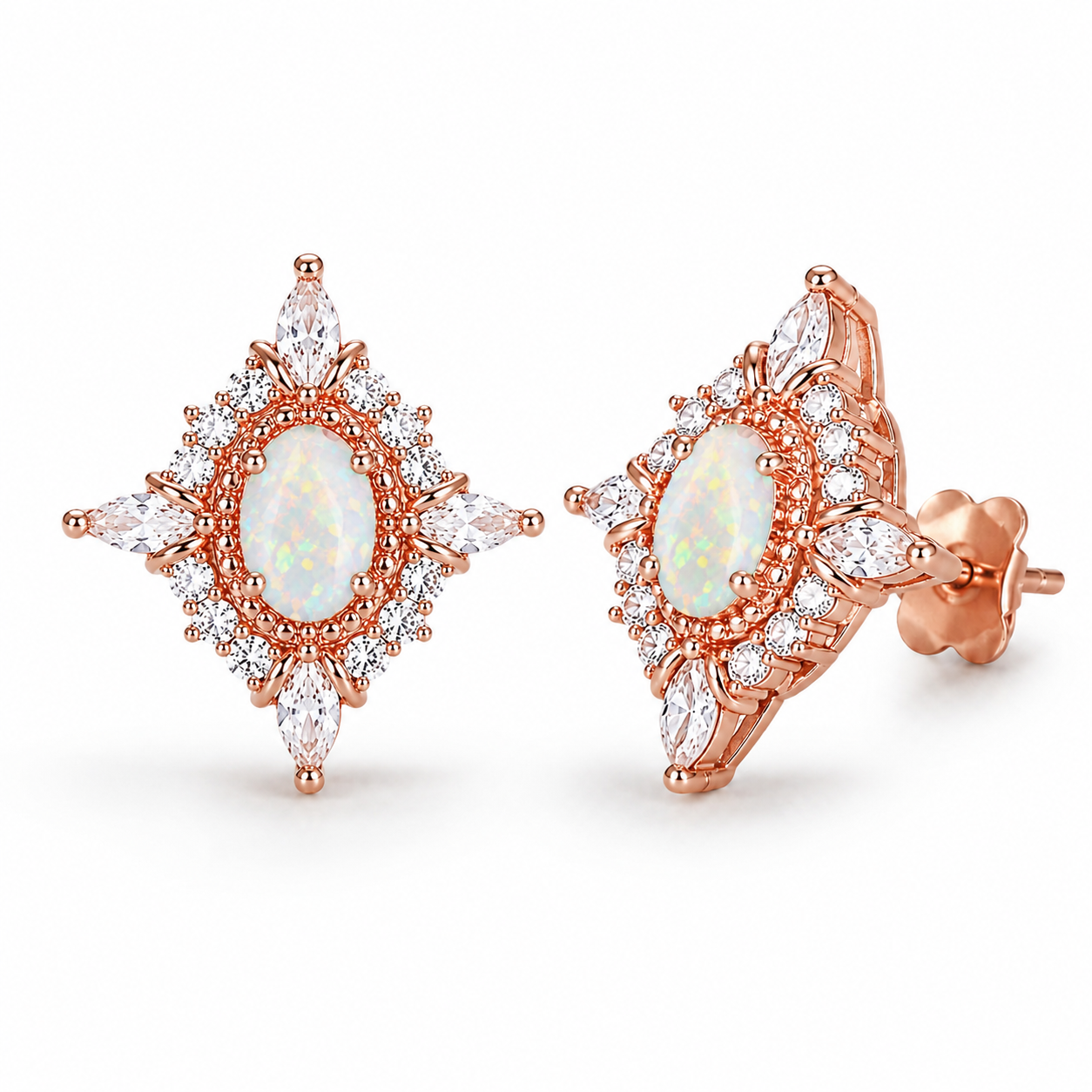 Mia Opal Earrings Rose Gold