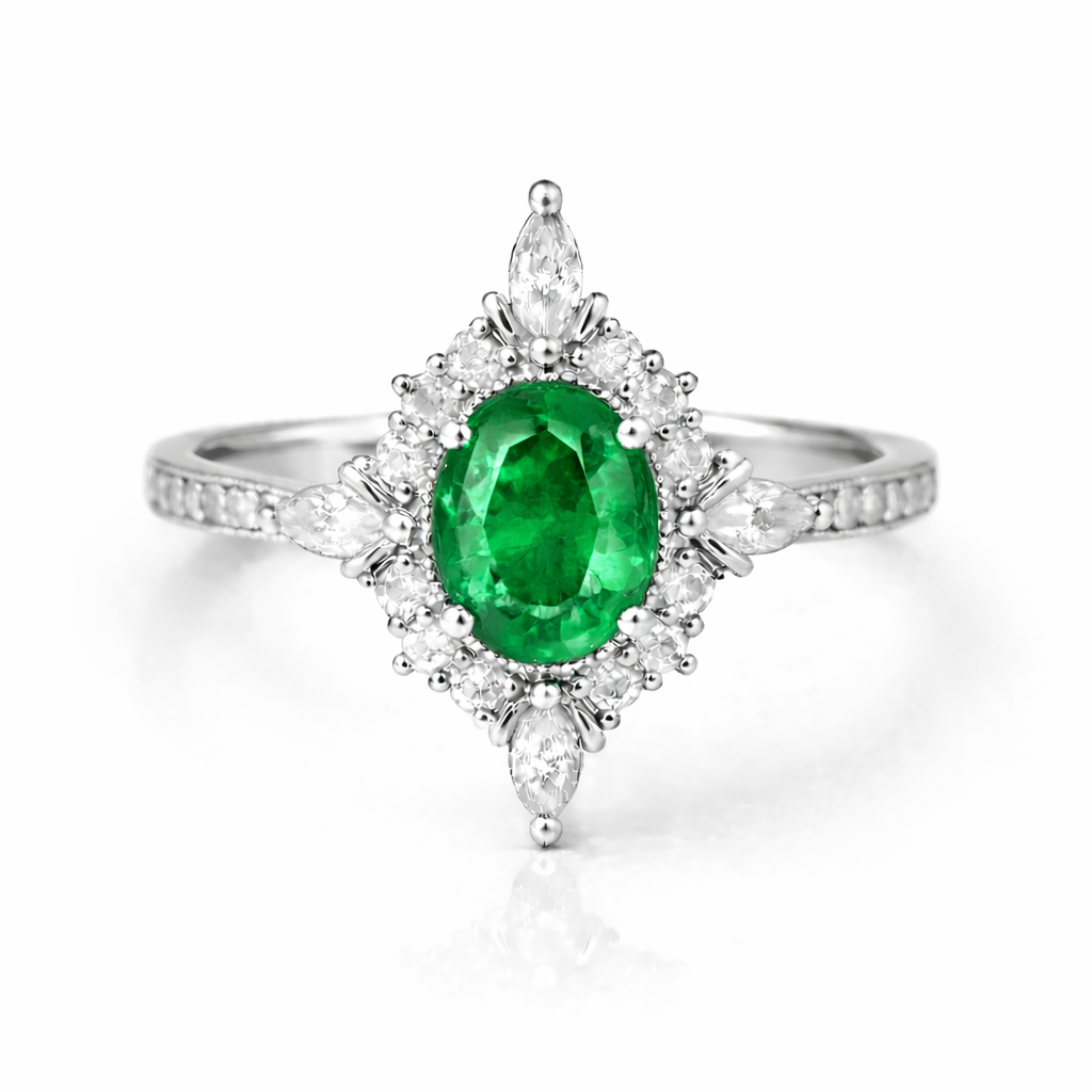 Mia Emerald Ring Sterling Silver