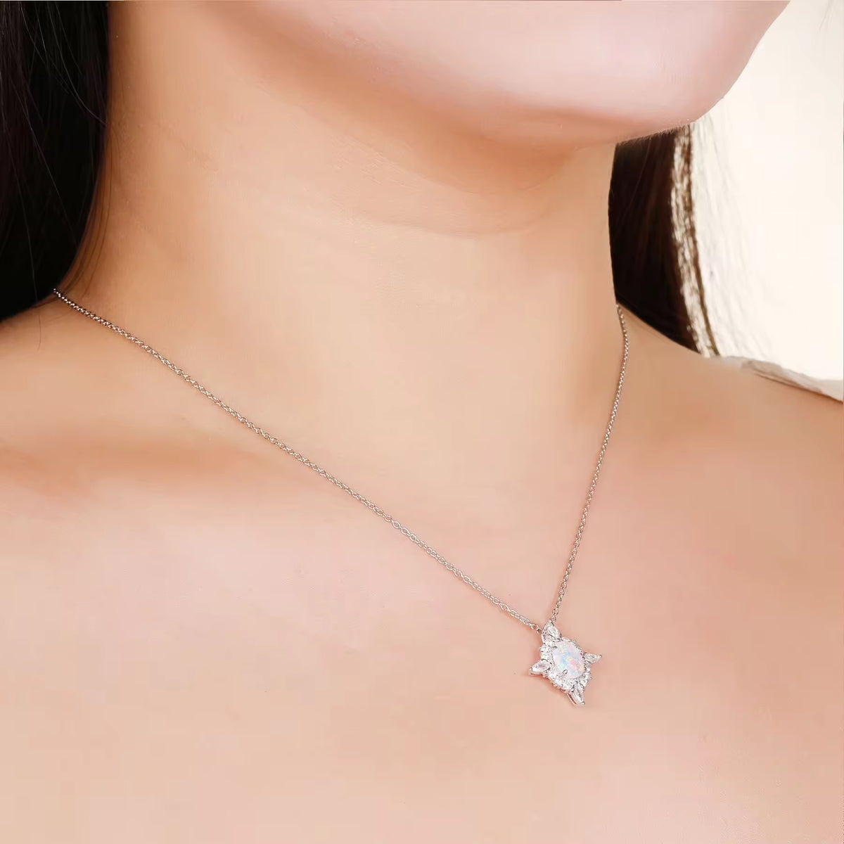 Brya Fire Opal Necklace Rose Gold