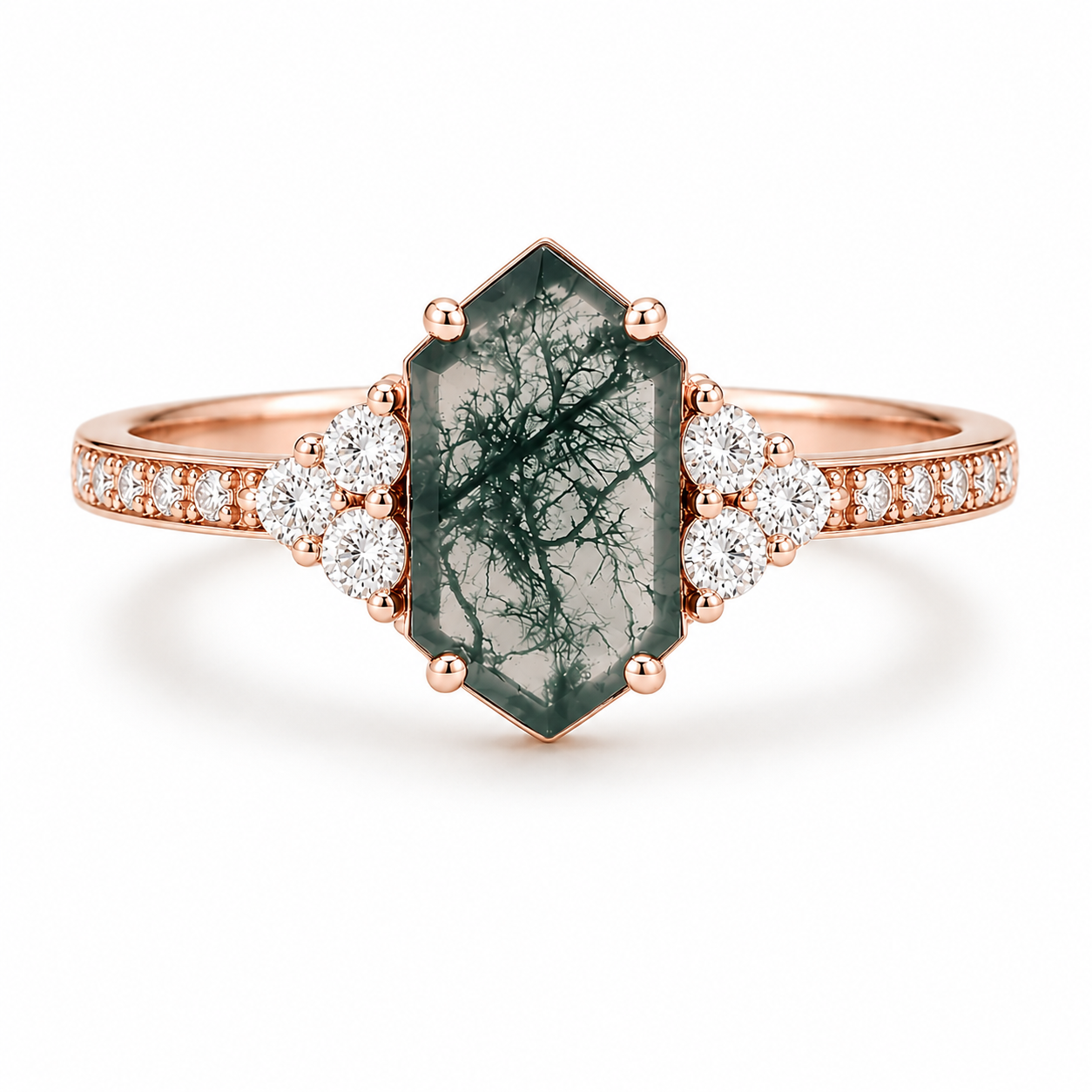 Maui Moss Agate Quartz Ring Sterling Silver