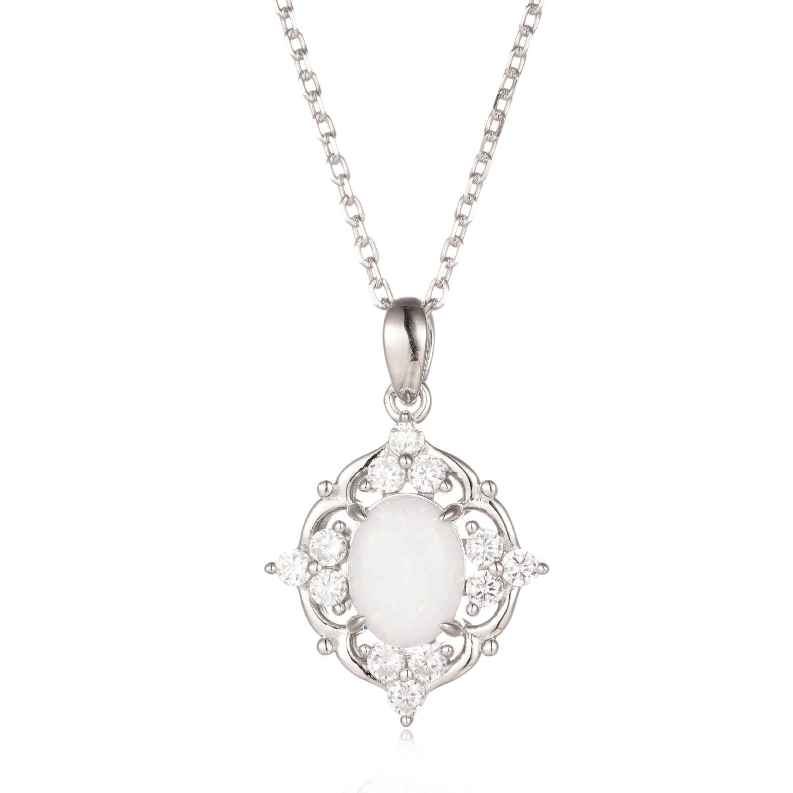 Fia Opal Necklace Sterling Silver