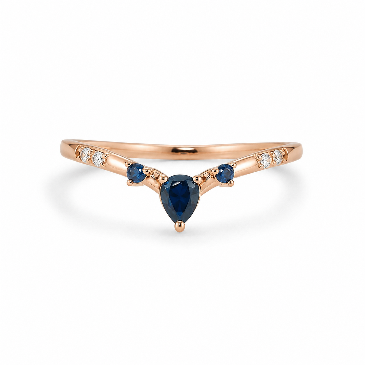 Mesa Curved Wedding Band Sapphire Ring