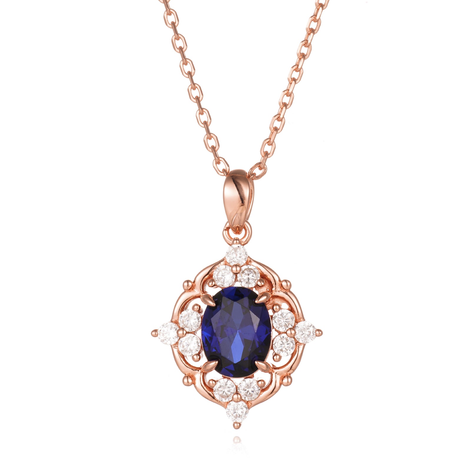 Fia Sapphire Necklace Rose Gold