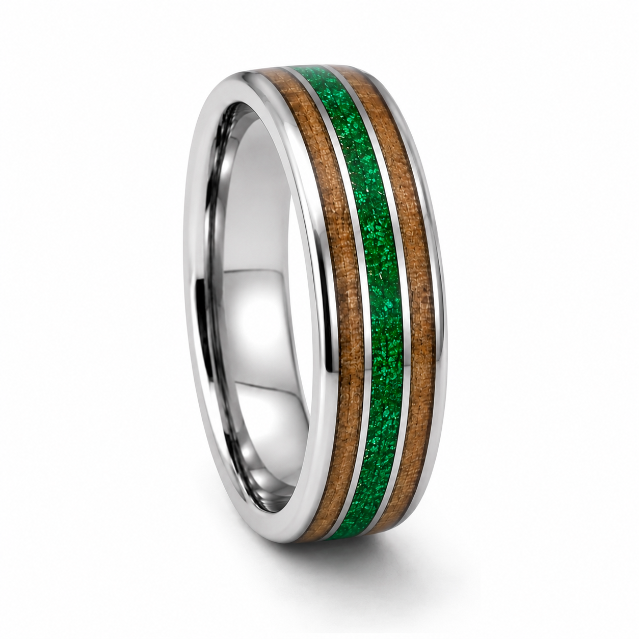 Michael Men's Whiskey Barrel and Emerald Opal Band