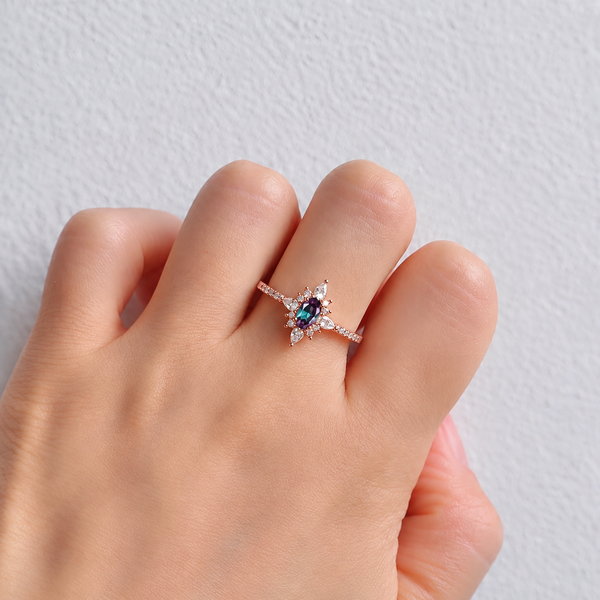 Zoe Alexandrite Ring Rose Gold