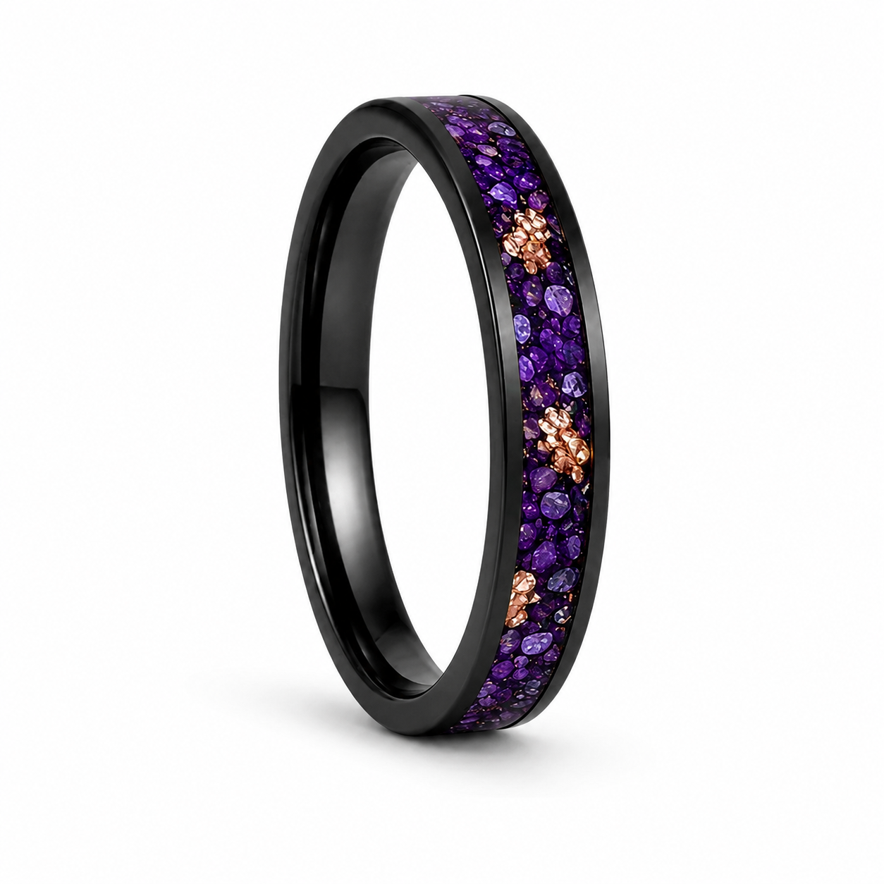 Mensi Natural Alexandrite Gold Leaf Wedding Band 4mm