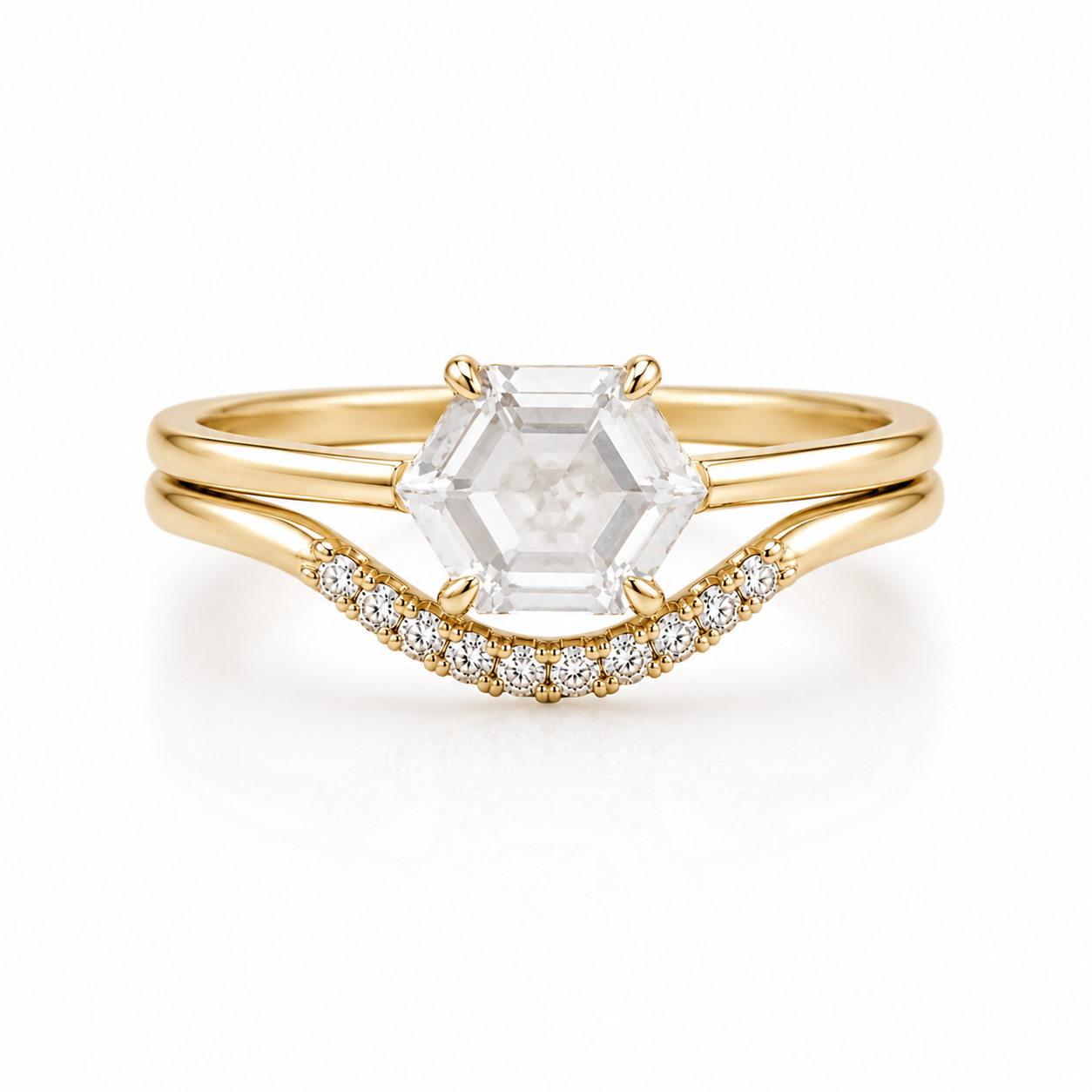 Lee Crystal Ring Set Gold
