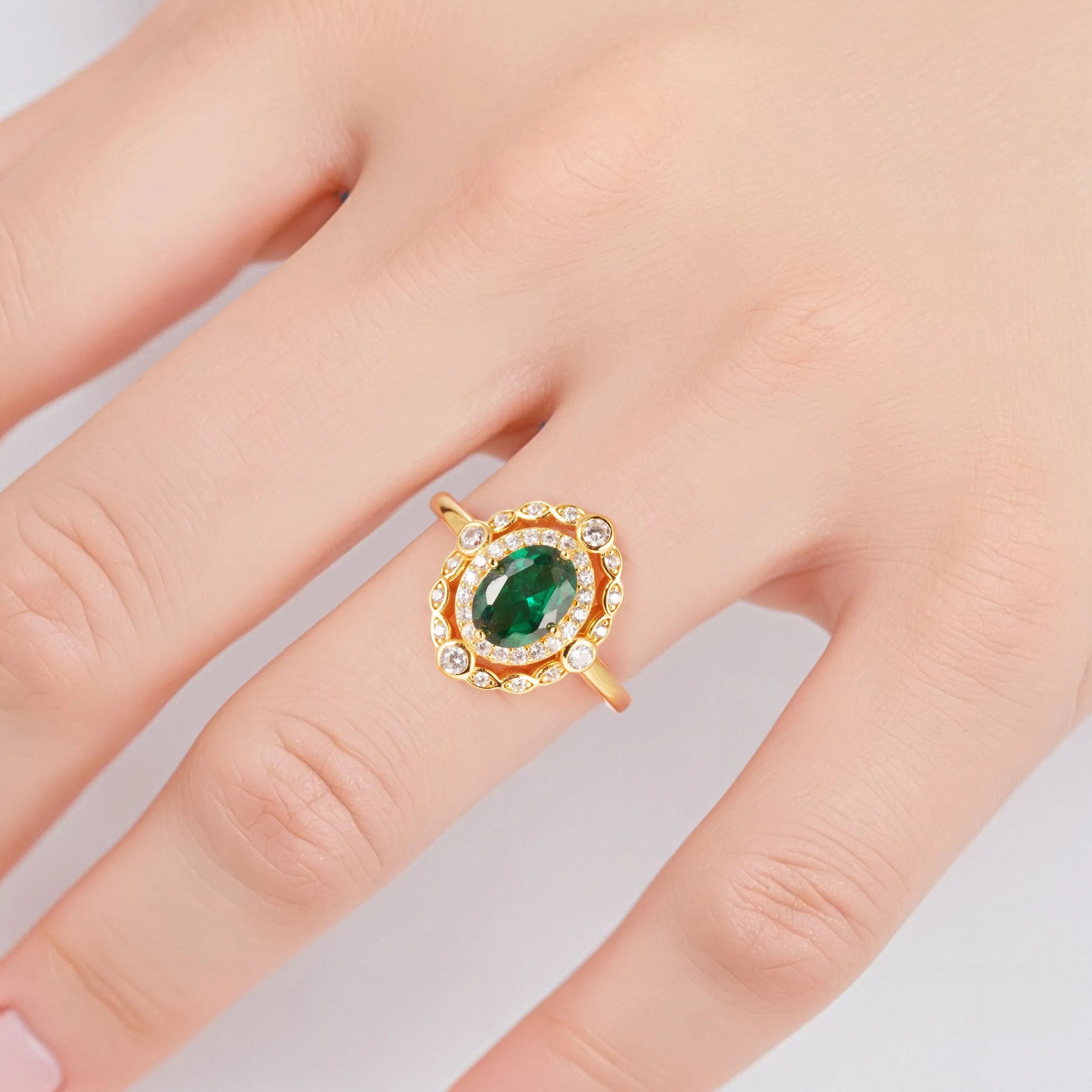 Ana Emerald Ring in Gold Vermeil with CZ Crystals