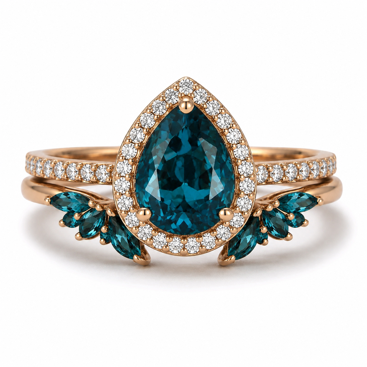 Nia & Hye London Blue Topaz Ring Set