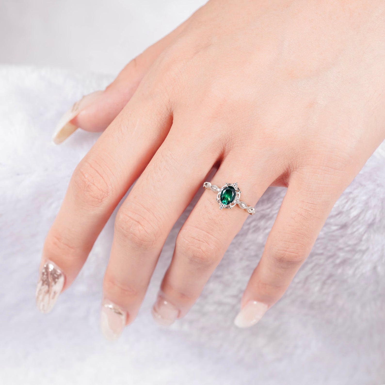 Fia Emerald Ring Sterling Silver
