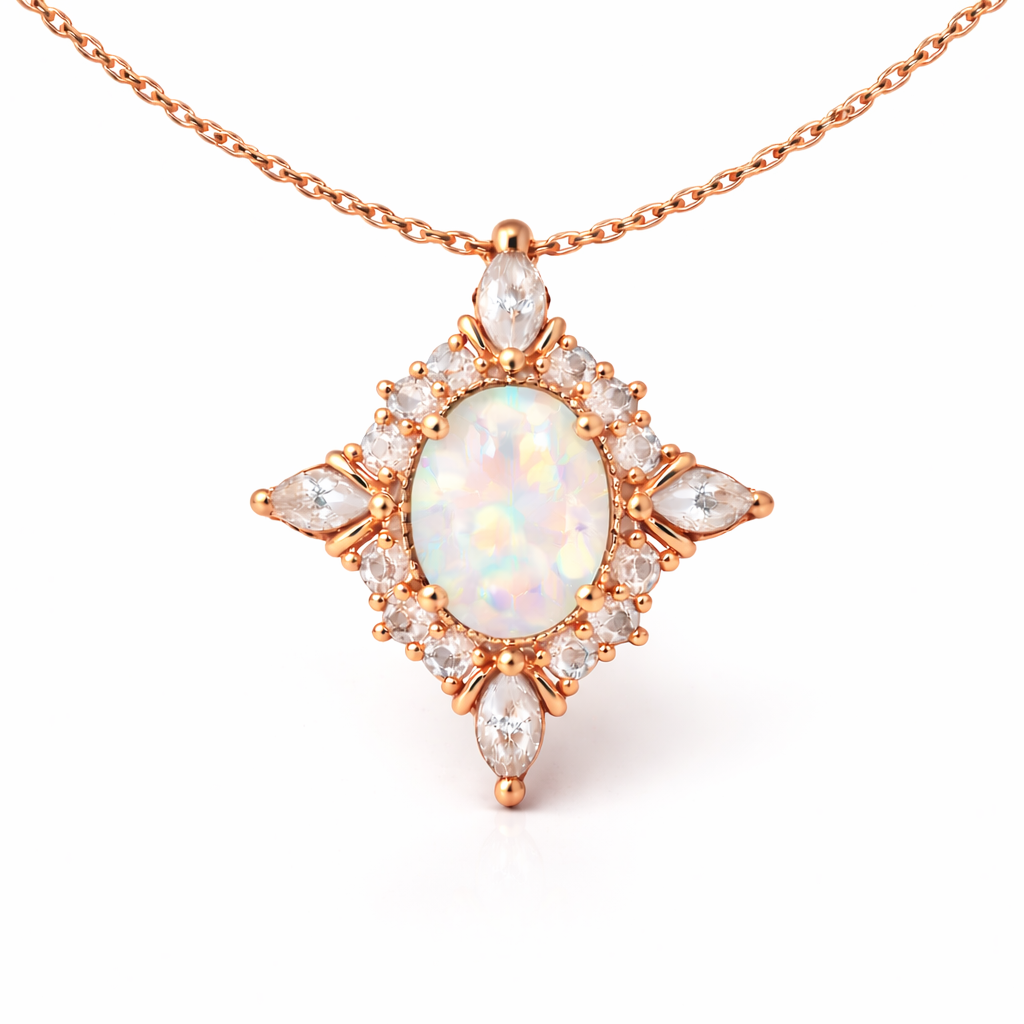 Mia Opal Necklace Rose Gold