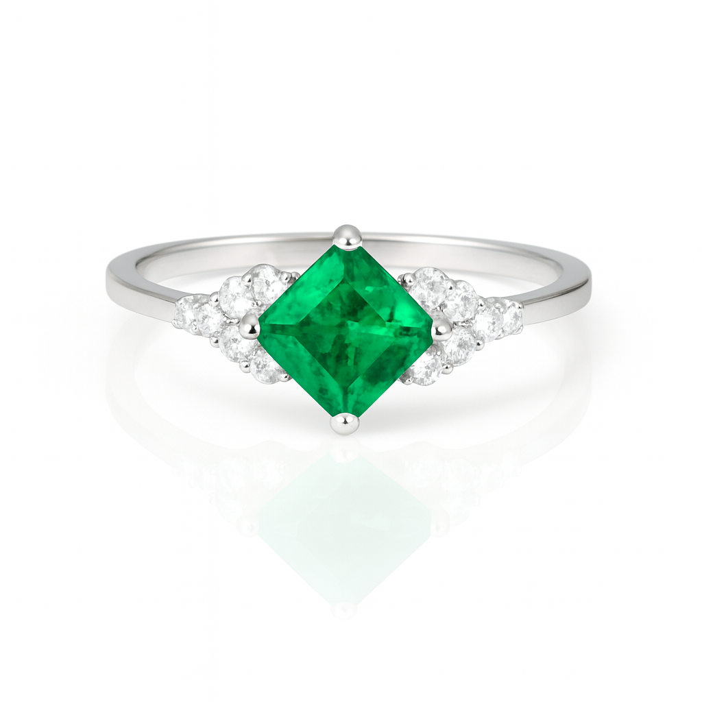 Martha Emerald Ring Gold Sterling Silver