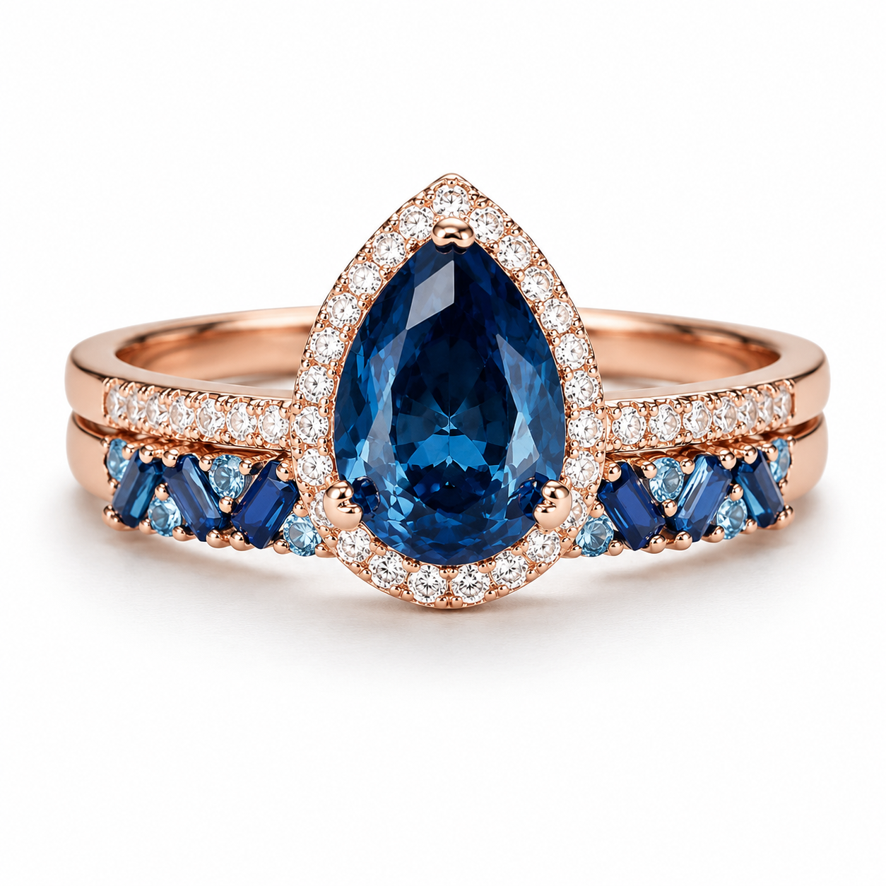 Nia & Jni London Blue Topaz Ring Set