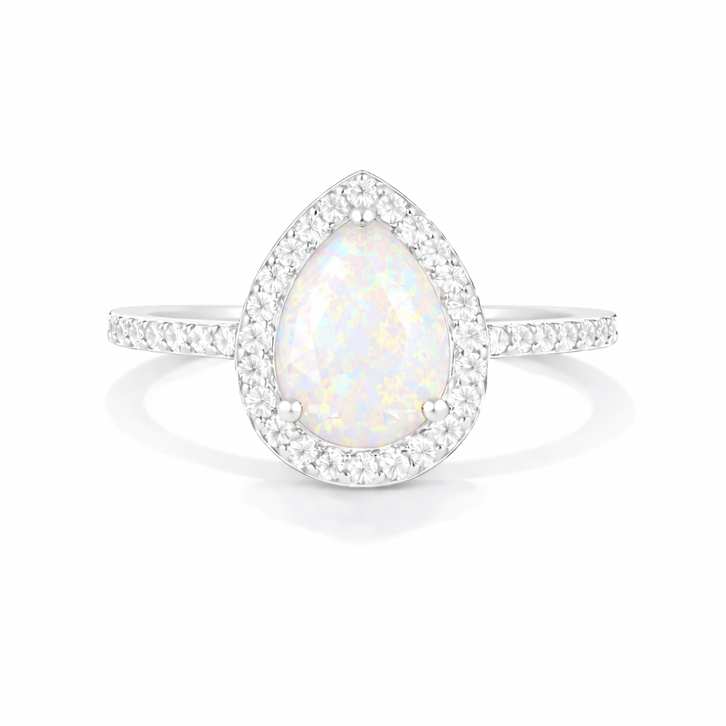 Nia White Fire Opal Ring Sterling Silver