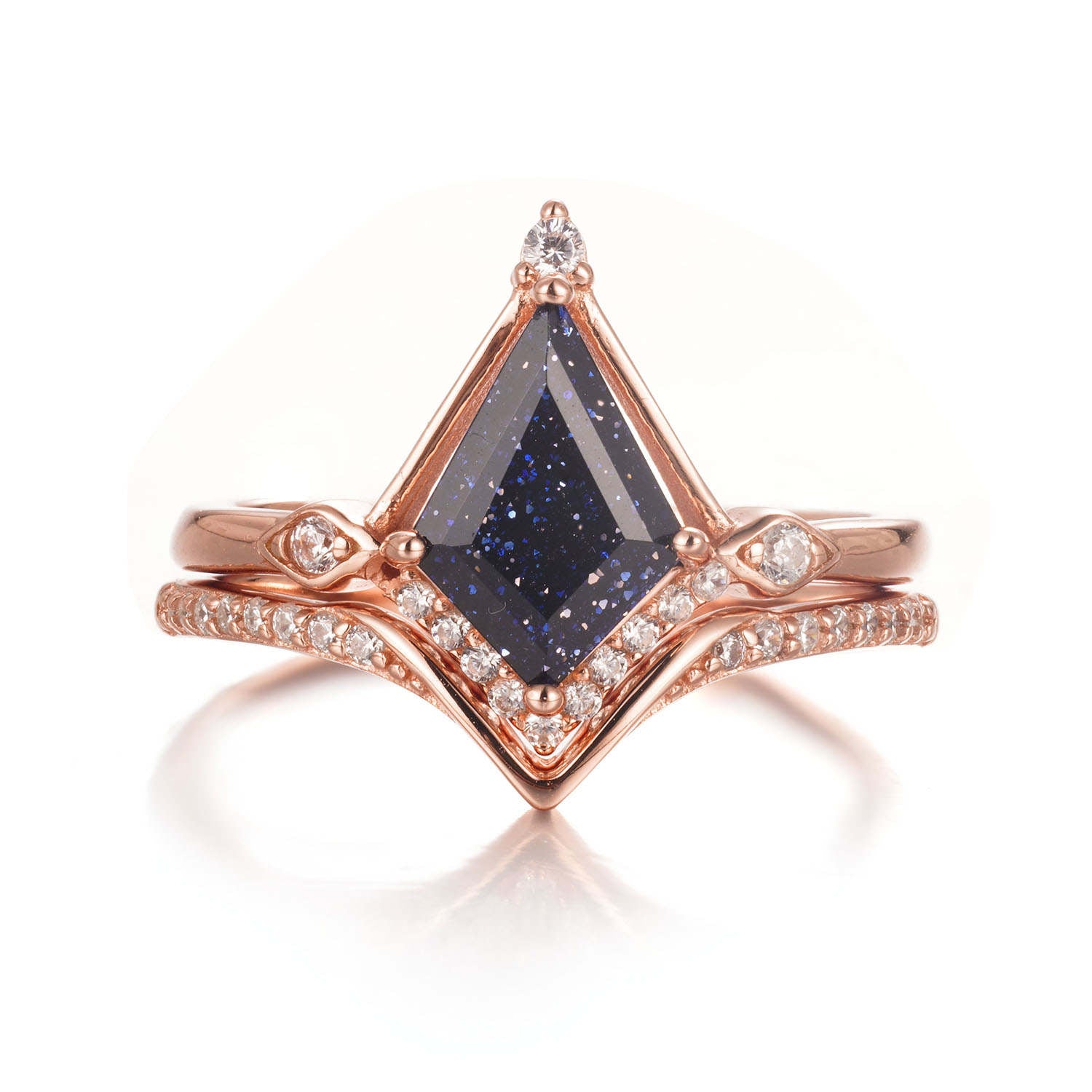 Dania Kite Blue Sandstone Ring Set Sterling Silver