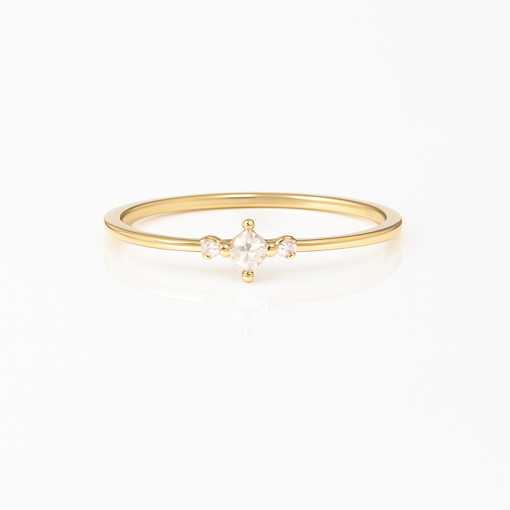 Koi Moissanite Dainty Ring Gold