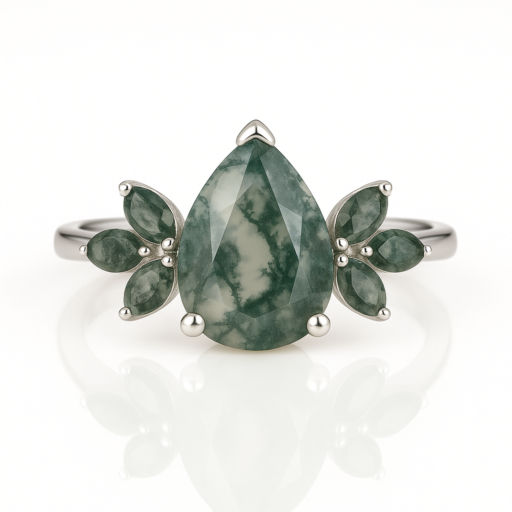 Ivy Moss Agate Quartz Ring Sterling Silver