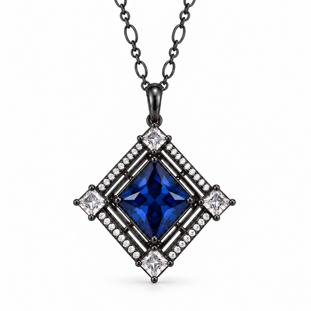 Fria Sapphire and Black Gold Necklace