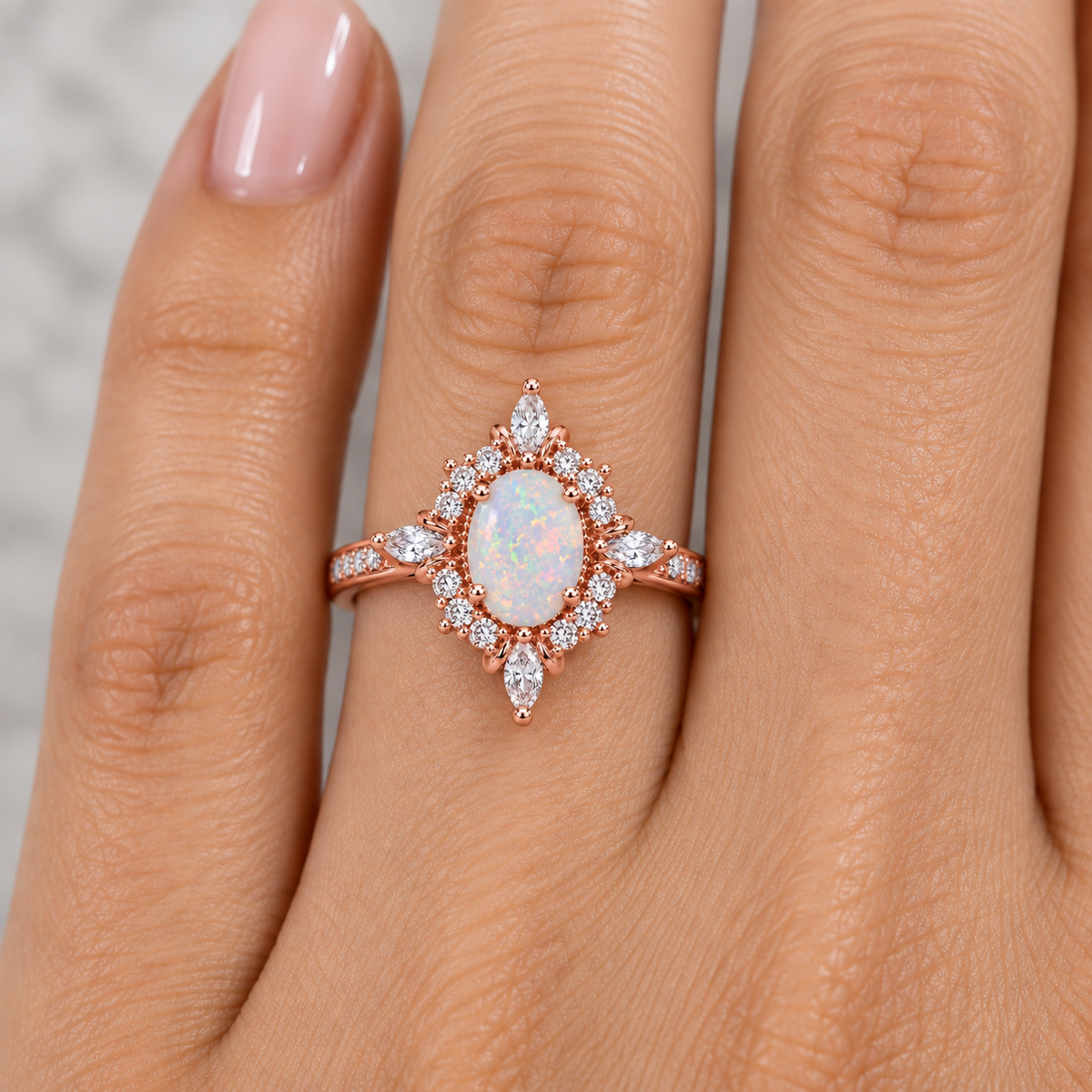 Mia Opal Ring Rose Gold