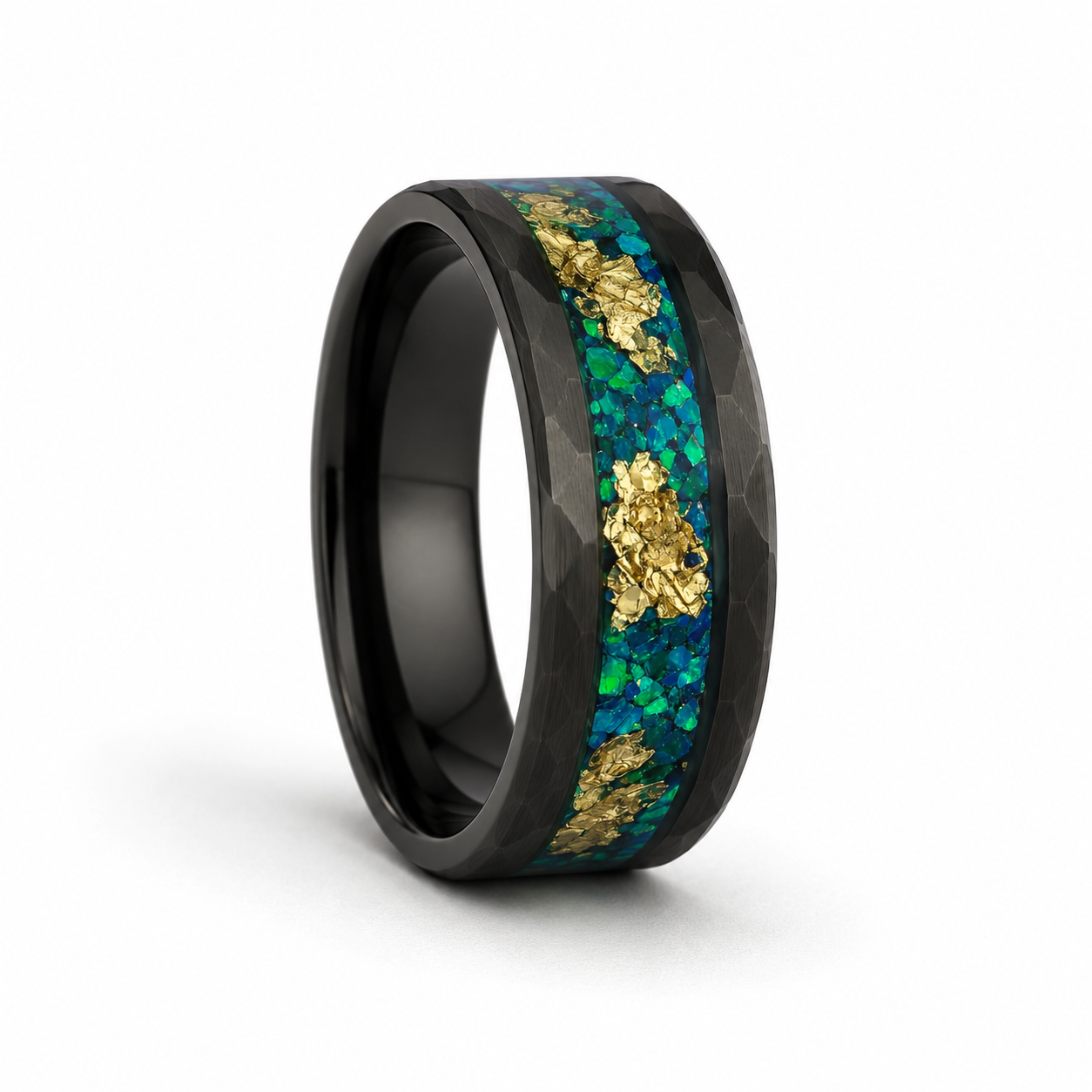 John Men's Wedding Peacock Sapphire and Teal Opal Ring