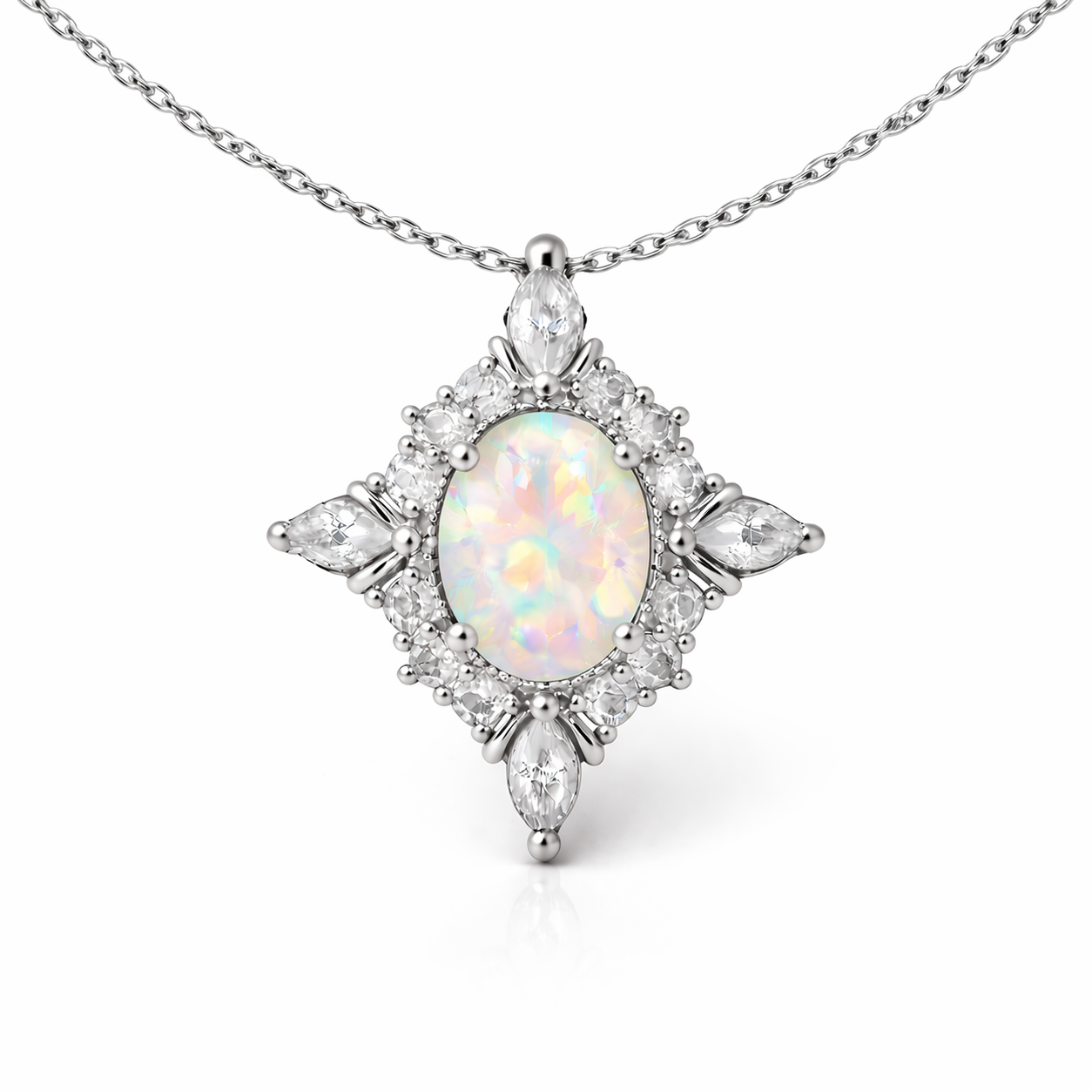Mia Opal Necklace Sterling Silver