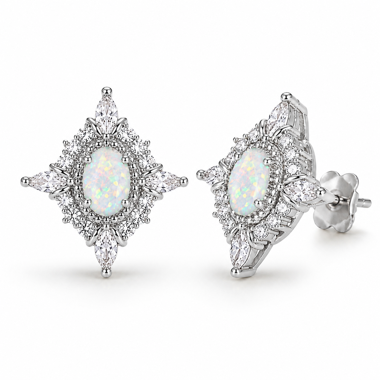 Mia Opal Earrings Sterling Silver
