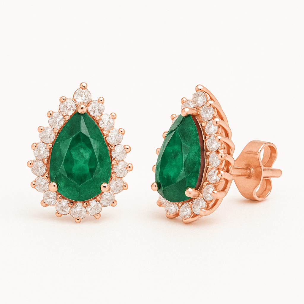 Ina Emerald Earrings Rose Gold