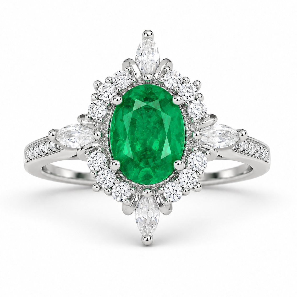 Mia Emerald Ring Sterling Silver