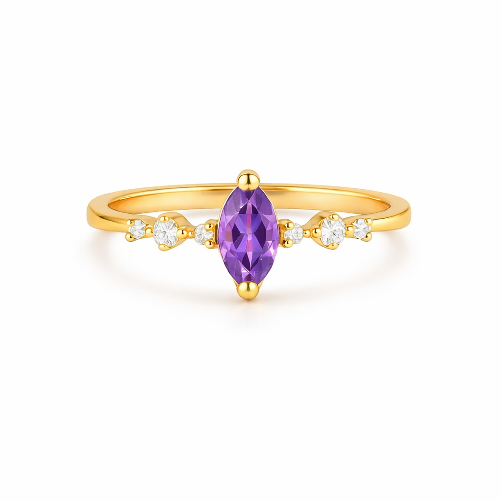 Ava Amethyst Ring Gold
