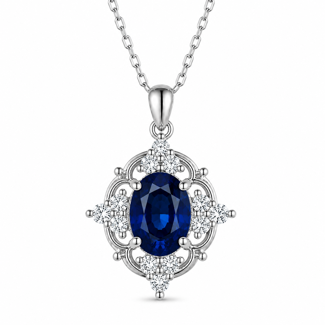 Fia Sapphire Necklace Sterling Silver