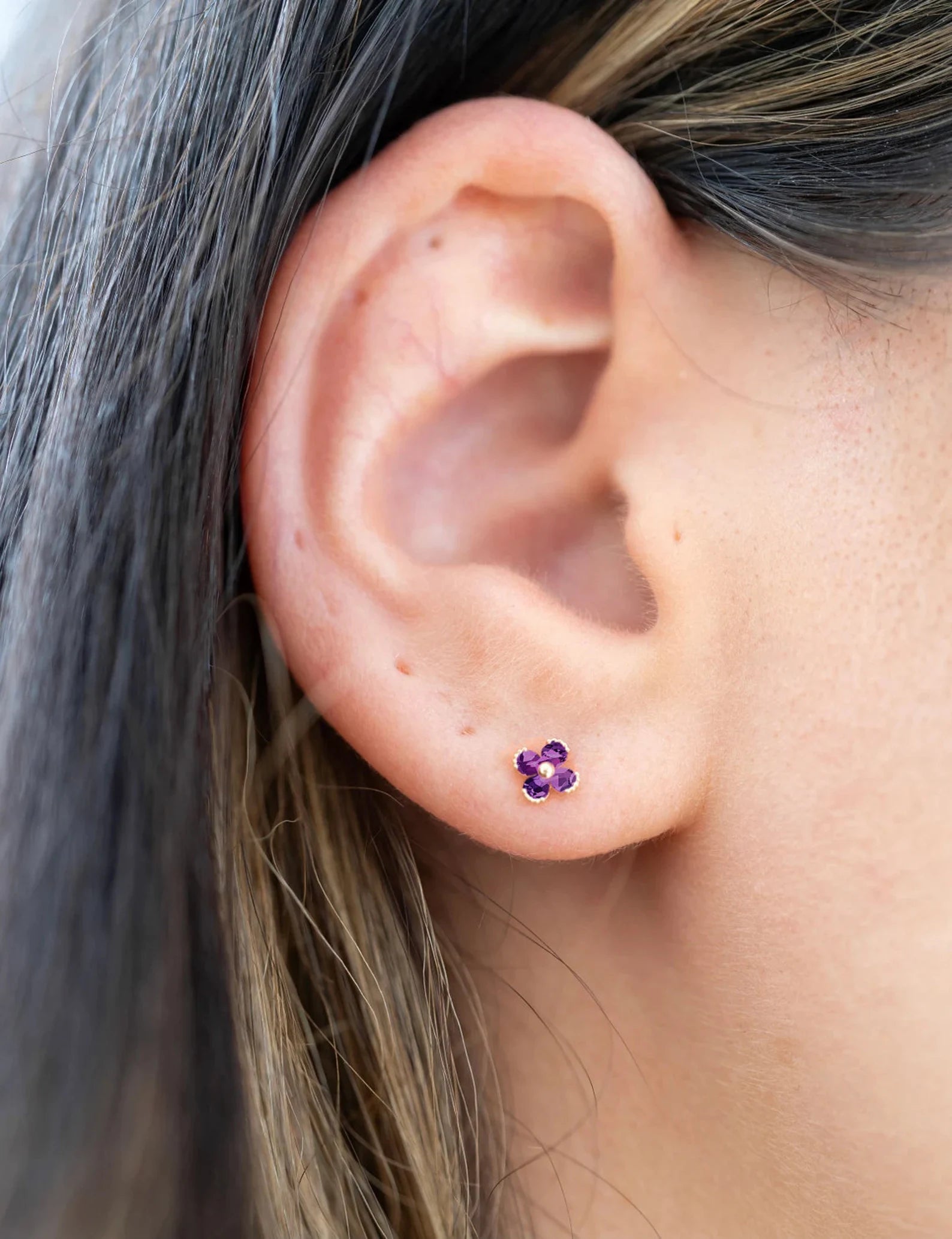 Jay 14k Solid Gold Sapphire Flowers Earrings