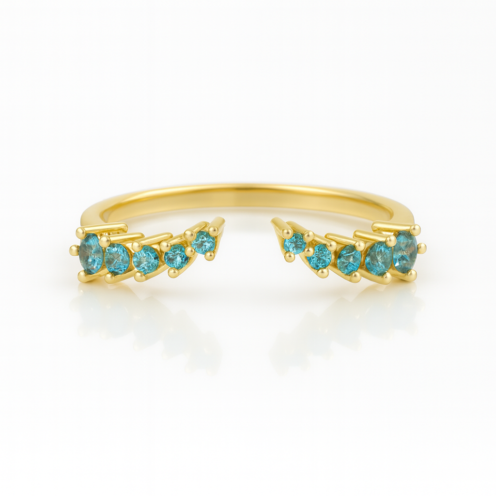 Fie Open London Blue Topaz Stacking Band Gold