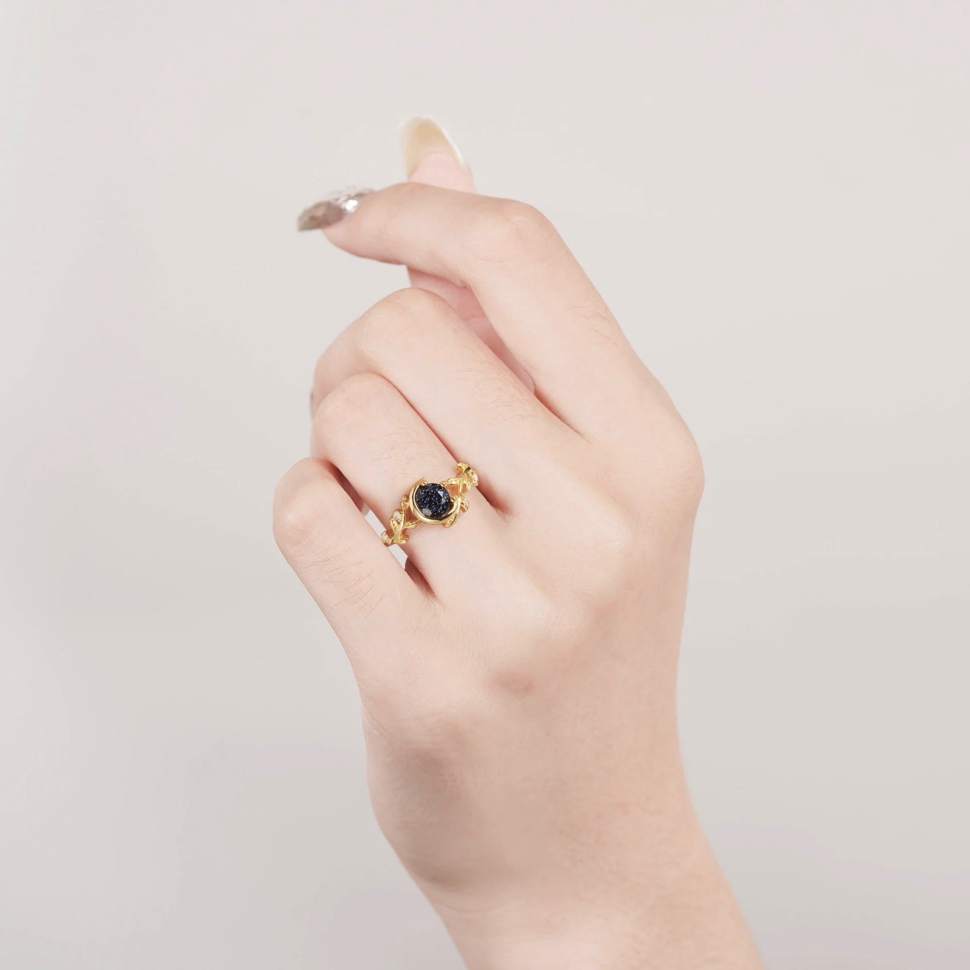 Tanya Sandstone and Opal Ring with gold-tone setting