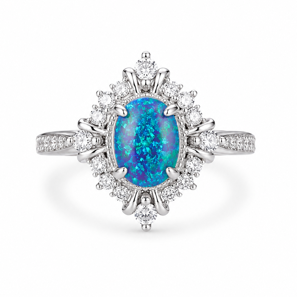 Mei Teal Fire Opal Ring