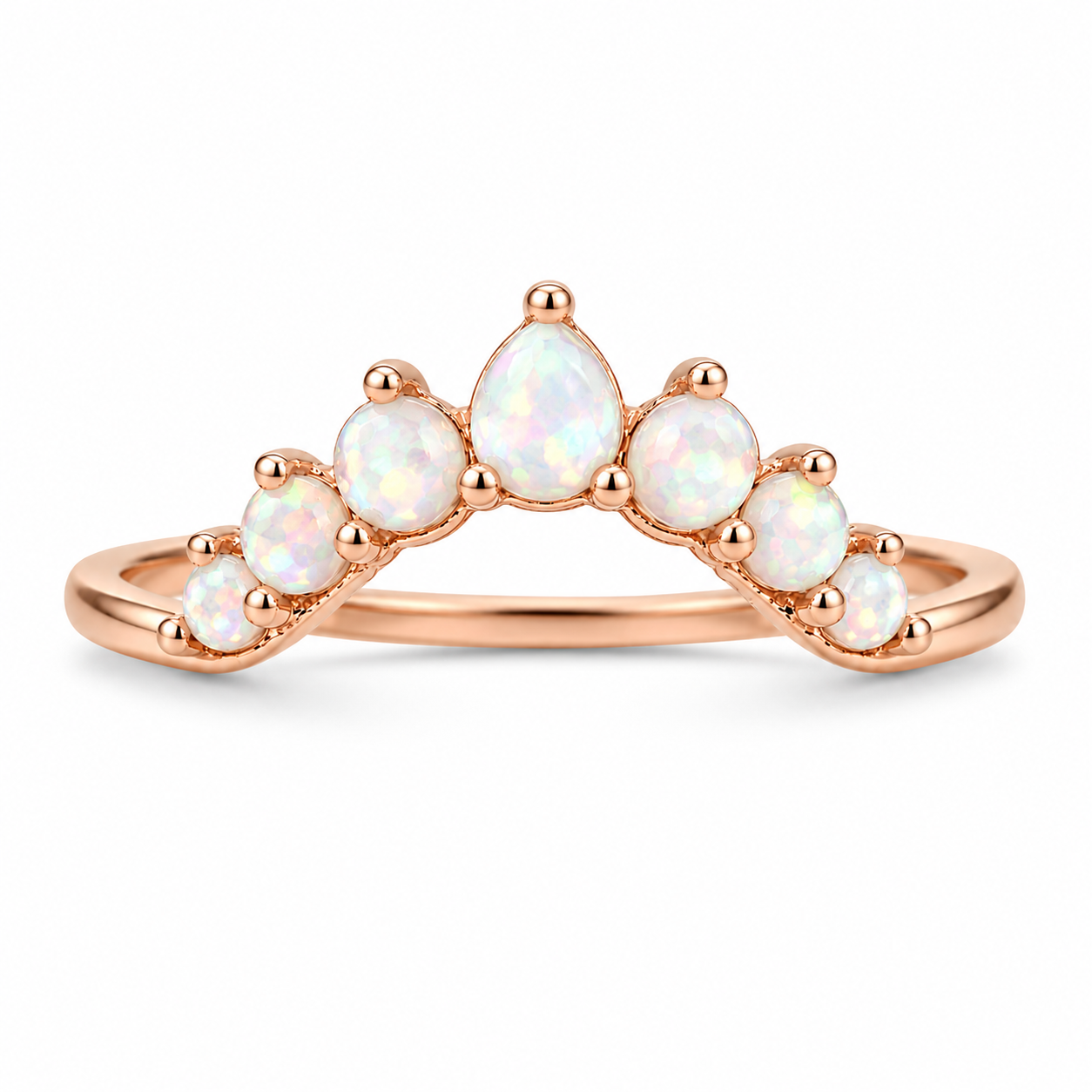 Isa Curved Opal Band Rose Gold