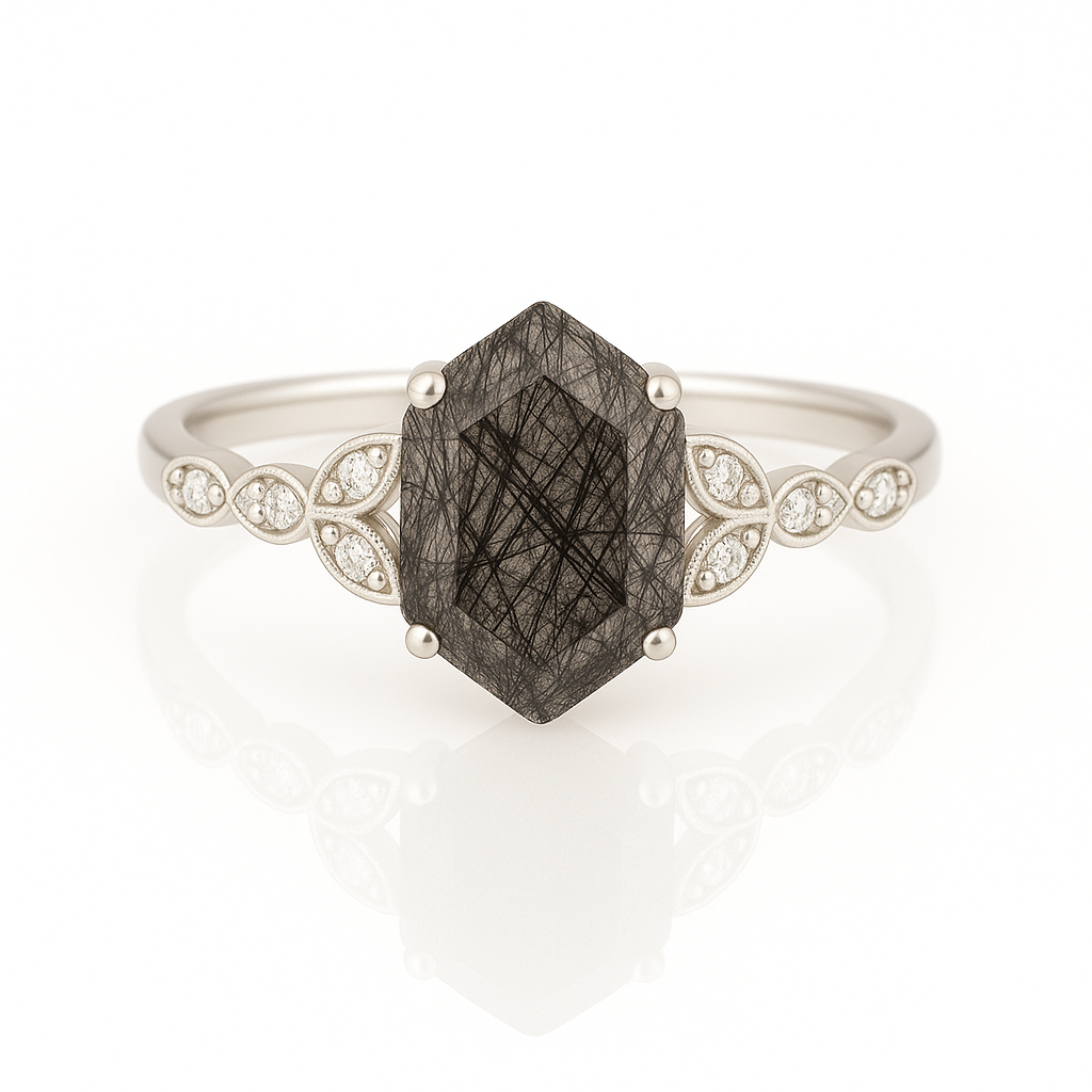Gin Black Rutilated Quartz Ring