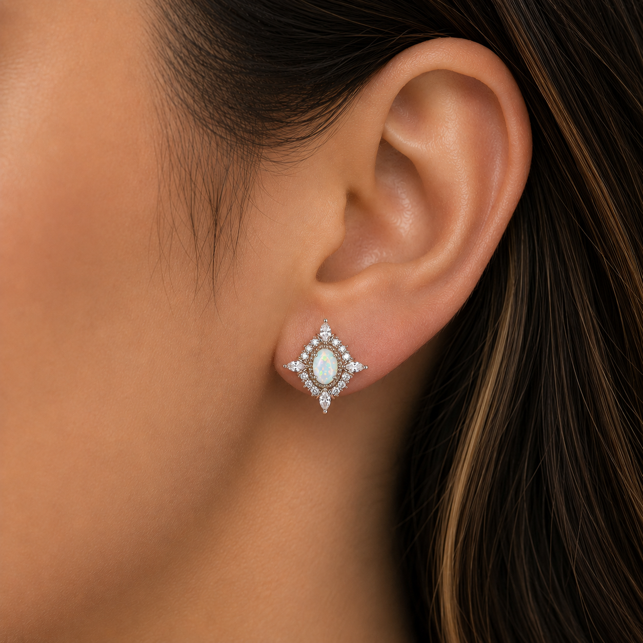 Mia Opal Earrings Sterling Silver