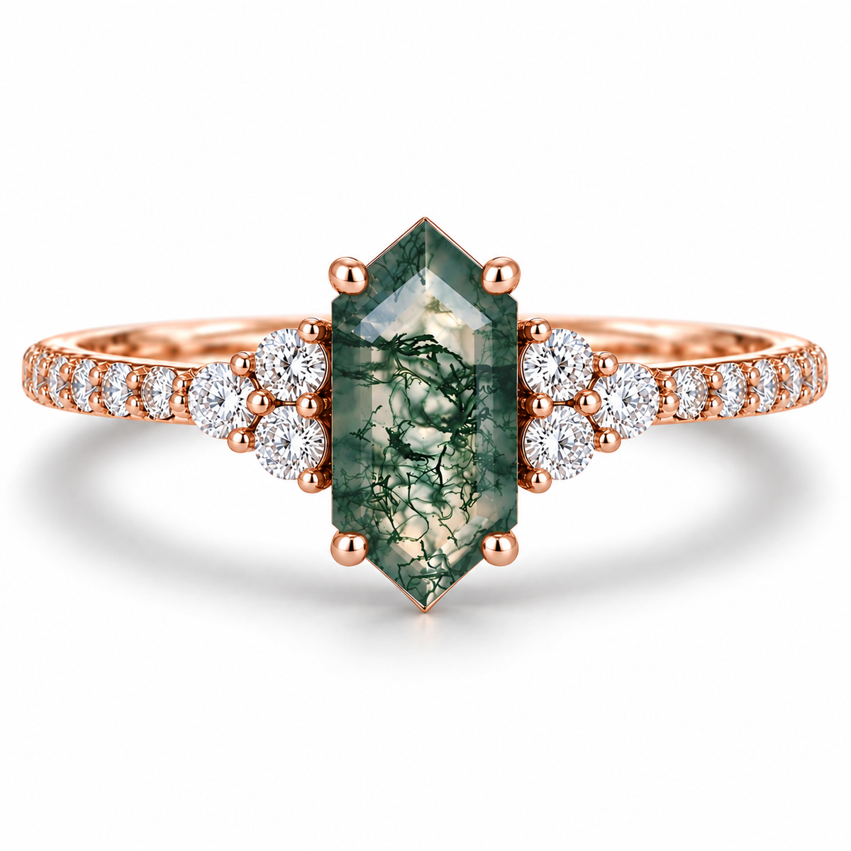 Maui Moss Agate Quartz Ring Sterling Silver