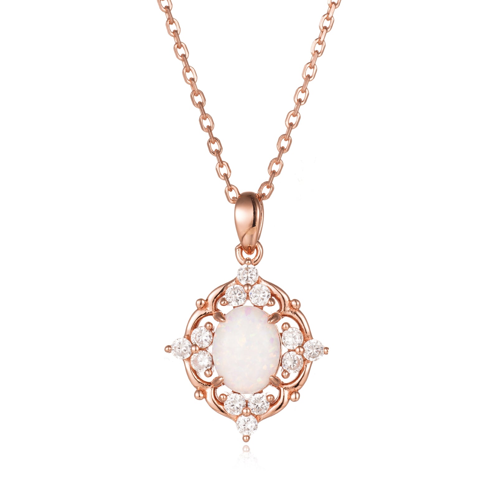 Fia Opal Necklace Rose Gold