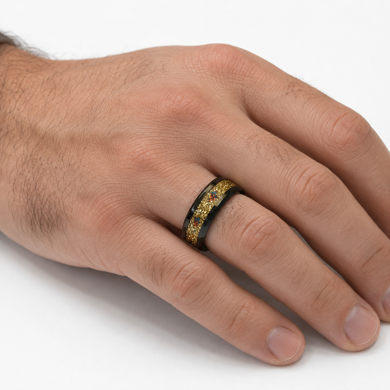 Charlie Gold Leaf Opal Red Sapphire Men's Wedding Ring