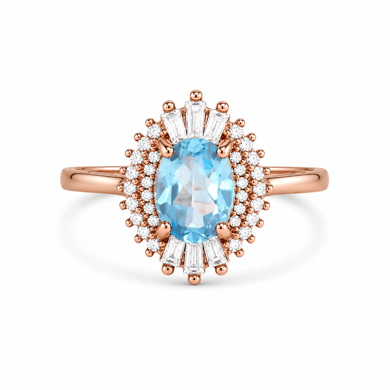 Caroline Blue Topaz Ring Rose Gold