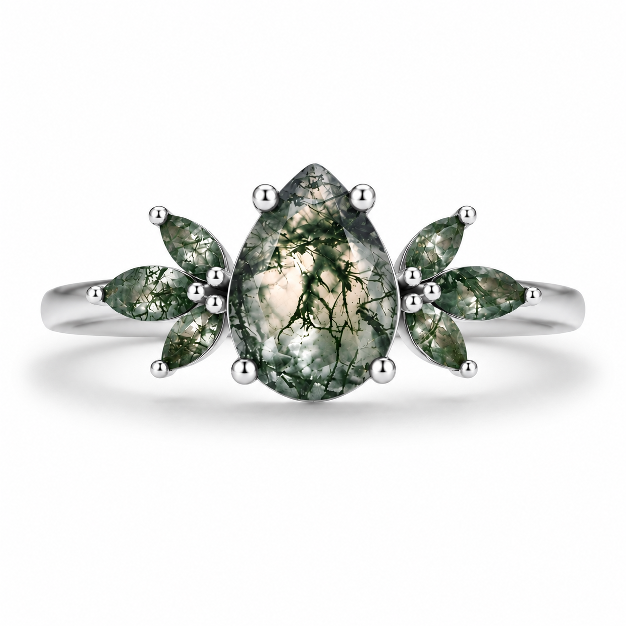 Ivy Moss Agate Quartz Ring Sterling Silver