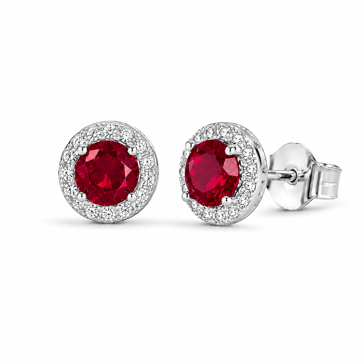 Jia Ruby Earrings Sterling Silver