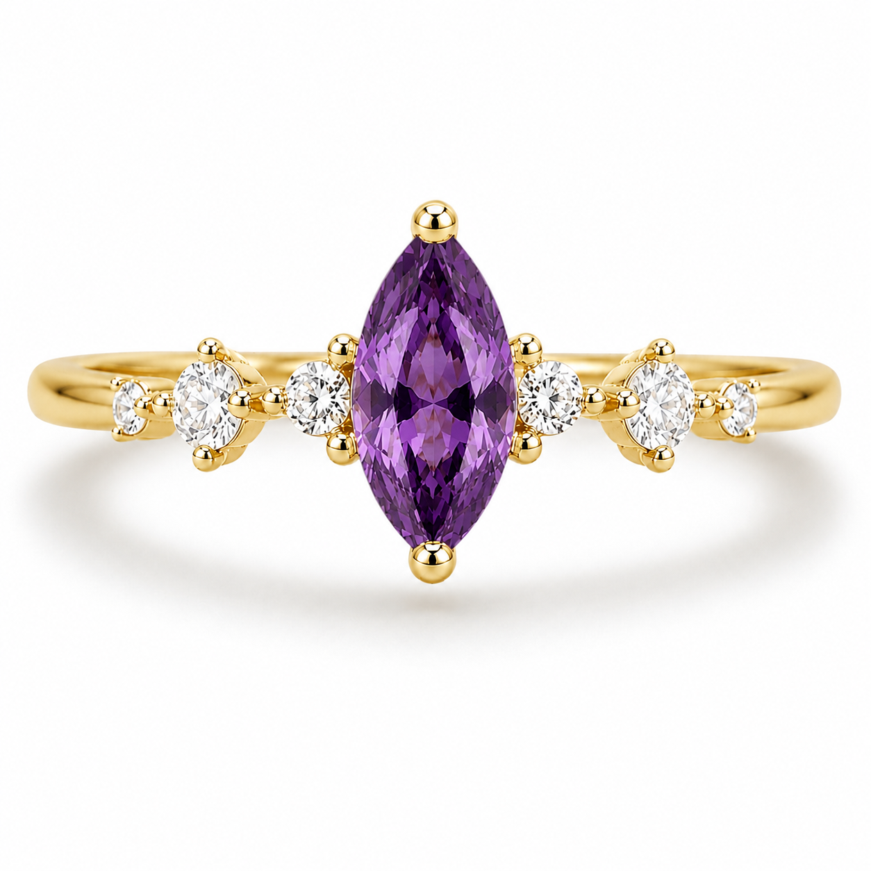 Ava Amethyst Ring Gold