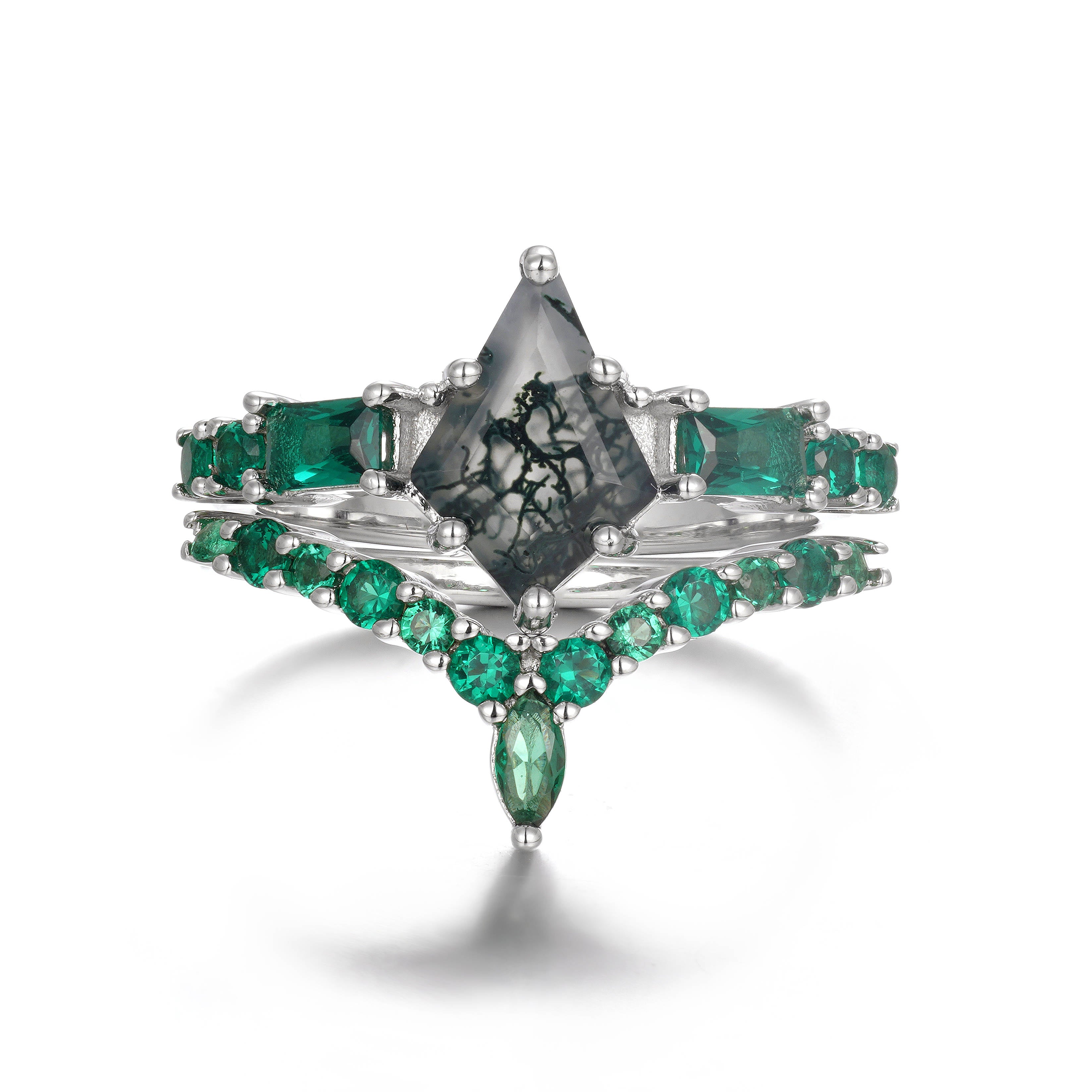 Oya Moss Agate Quartz Ring Set Sterling Silver